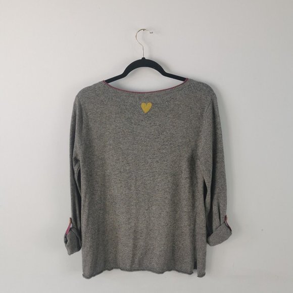 WHITE STUFF Lots of Love Jumper Hearts NEW £55 UK Size 10 Roll Tab Sleeves - Picture 2 of 7